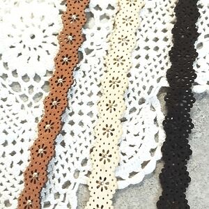 🤎3 DSW Faux Suede Boho Floral Choker Set - Brown, Cream, Black Floral Chokers🤎